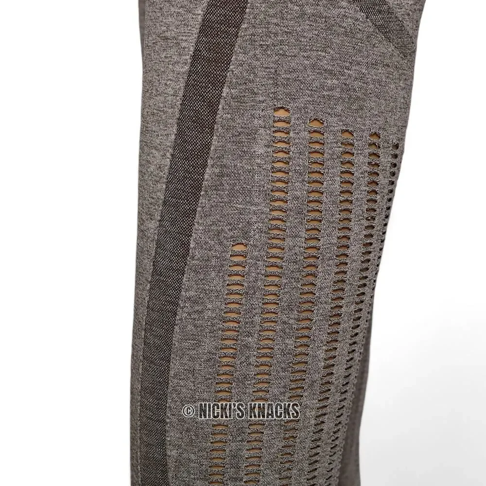 Gray Seamless Compression Contour Leggings High Waist Gym Athleisure Size S
